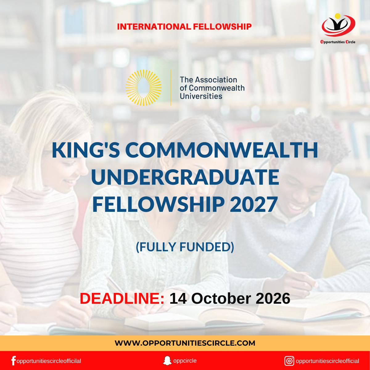 King’s Commonwealth Undergraduate Fellowship 2027