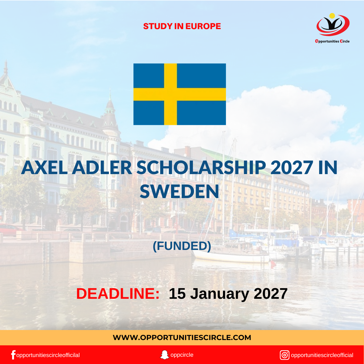 Axel Adler Scholarship 2027 in Sweden | University of Gothenburg