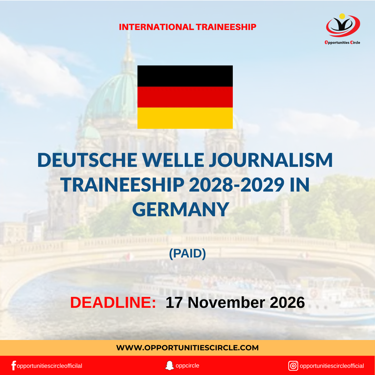 Deutsche Welle Journalism Traineeship 2028-2029 in Germany