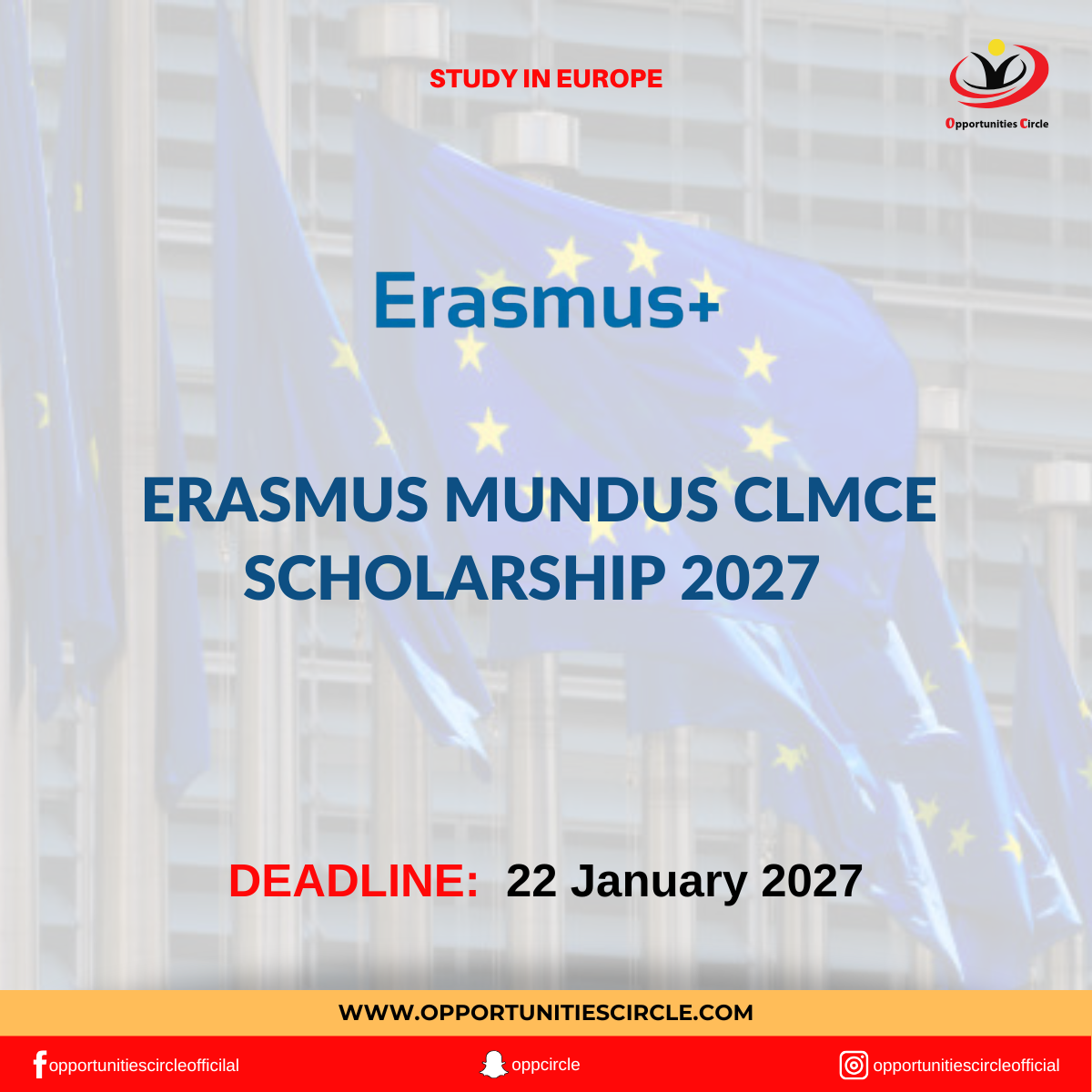 Erasmus Mundus CLMCE Scholarship 2027 | Fully Funded