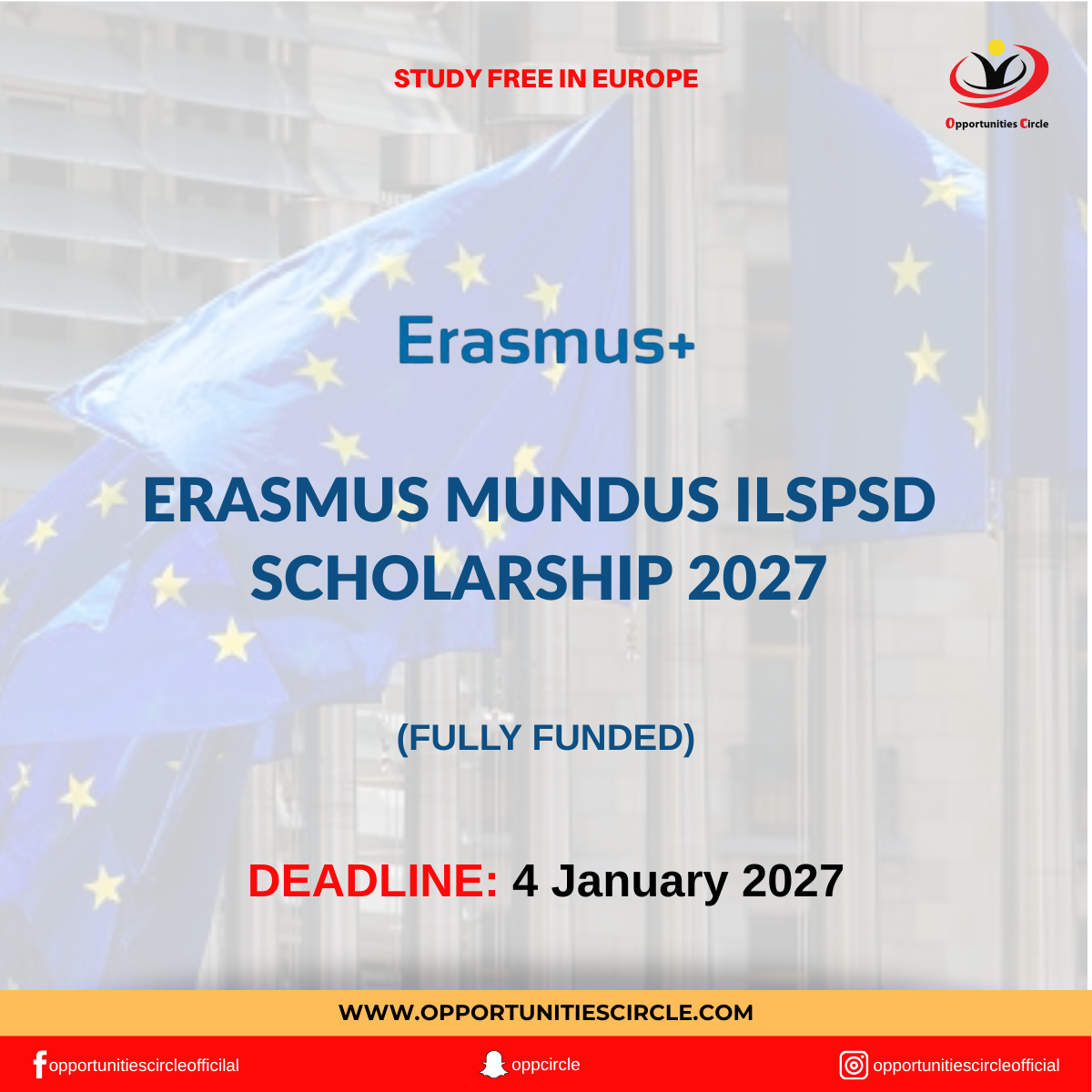 Erasmus Mundus ILSPSD Scholarship 2027 | Fully Funded