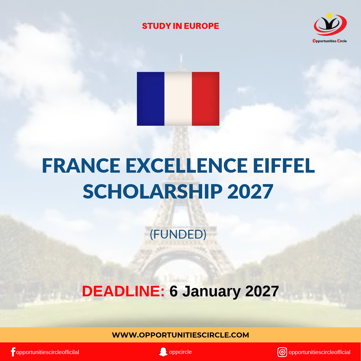 France Excellence Eiffel Scholarship 2027 | Study in Europe