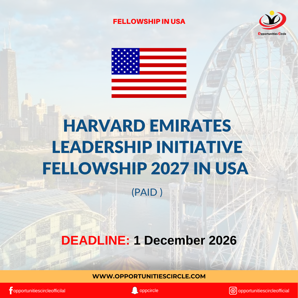 Harvard Emirates Leadership Initiative Fellowship 2027 in USA