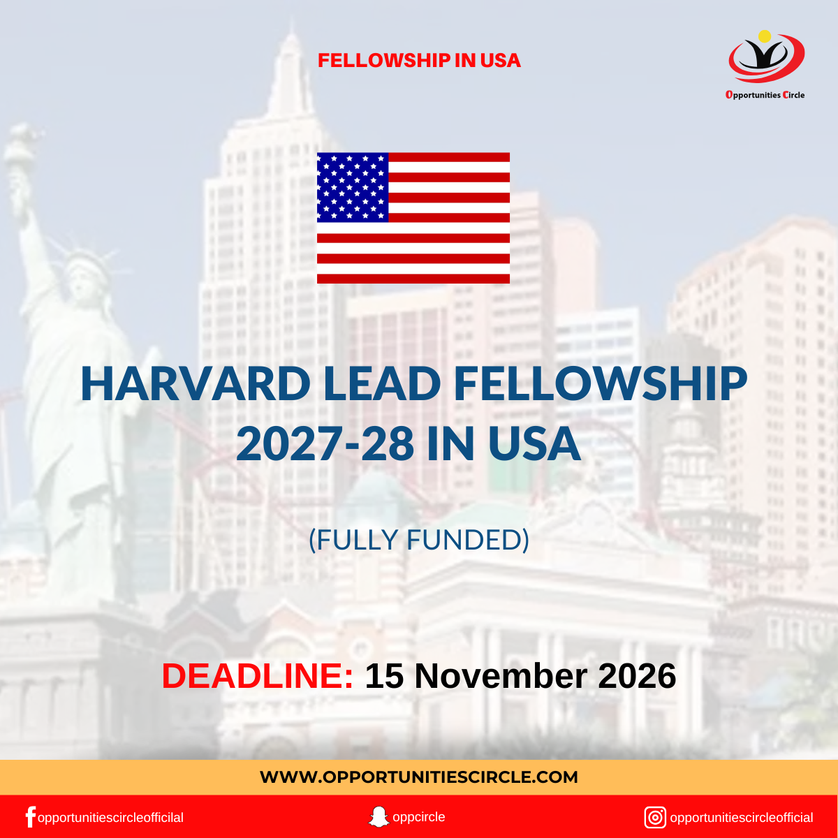 Harvard LEAD Fellowship 2027-28 in USA