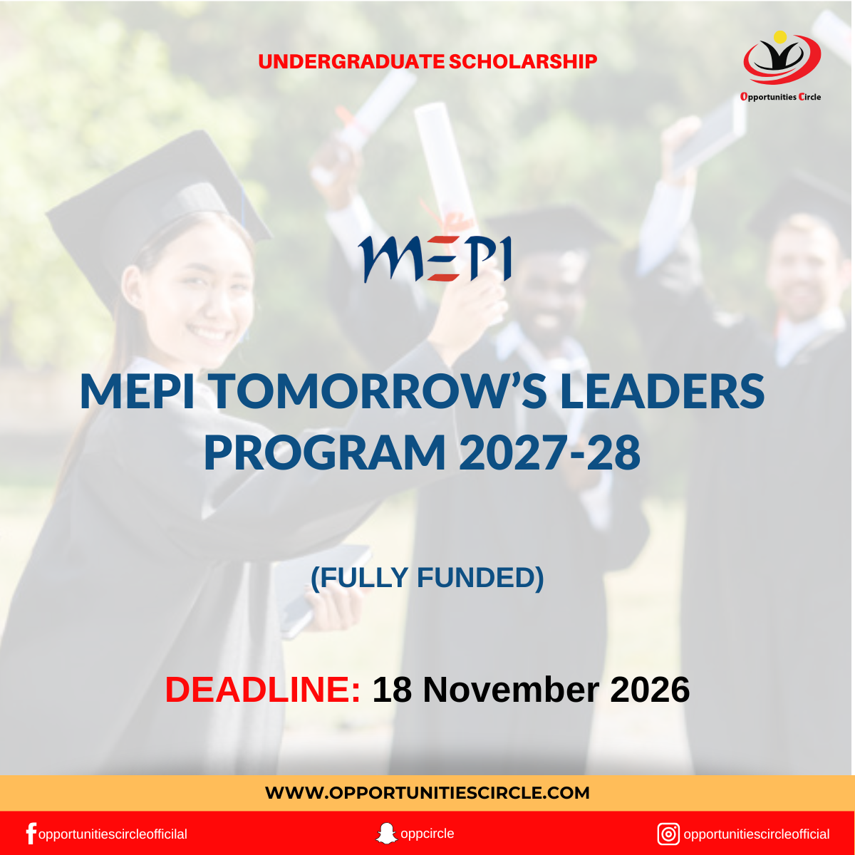 MEPI Tomorrow’s Leaders Program 2027-28 | Fully Funded