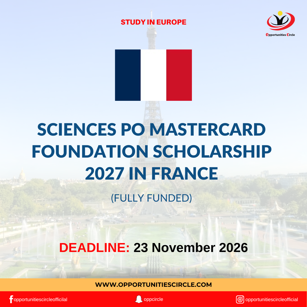 Sciences Po Mastercard Foundation Scholarship 2027 in France | Fully Funded