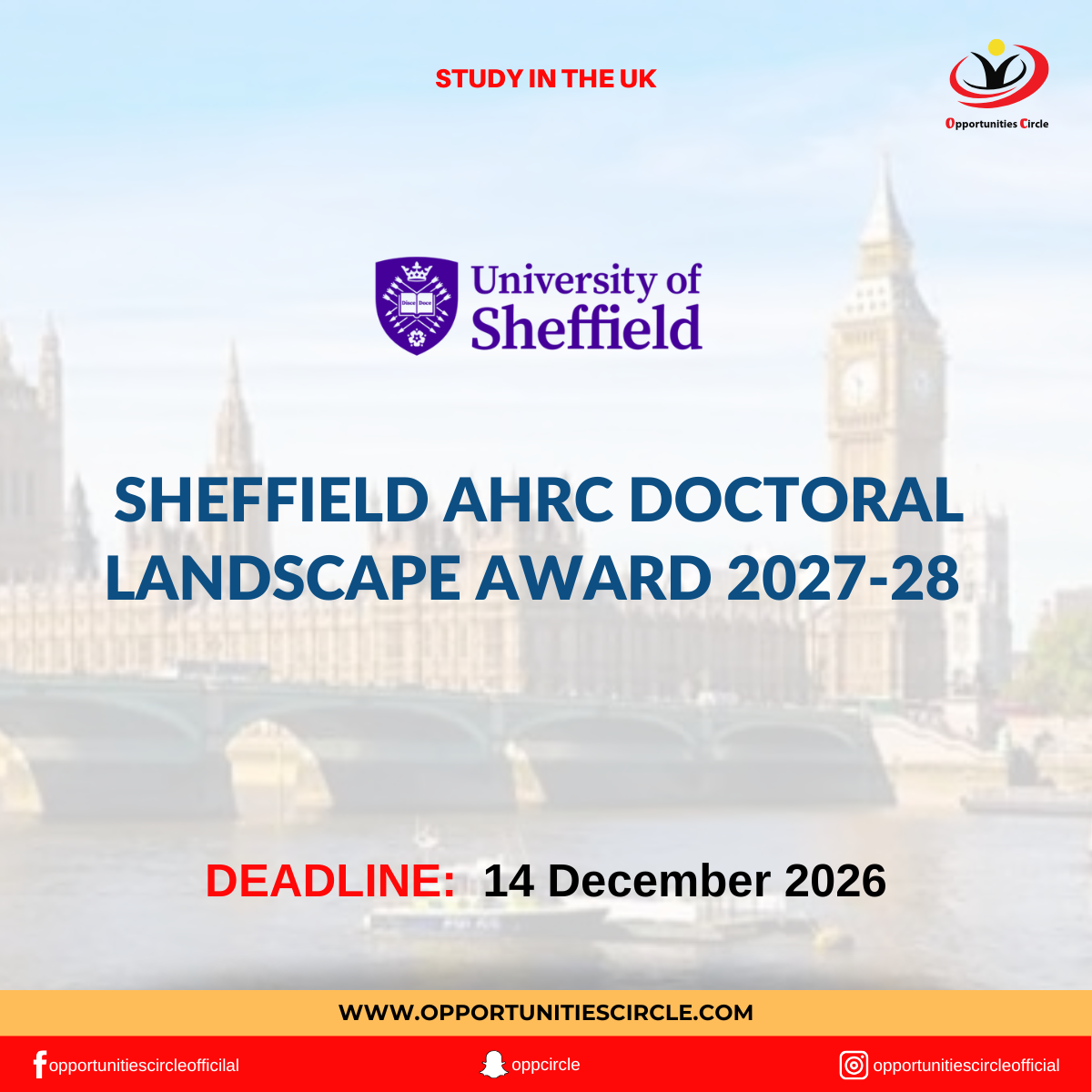 Sheffield AHRC Doctoral Landscape Award 2027-28