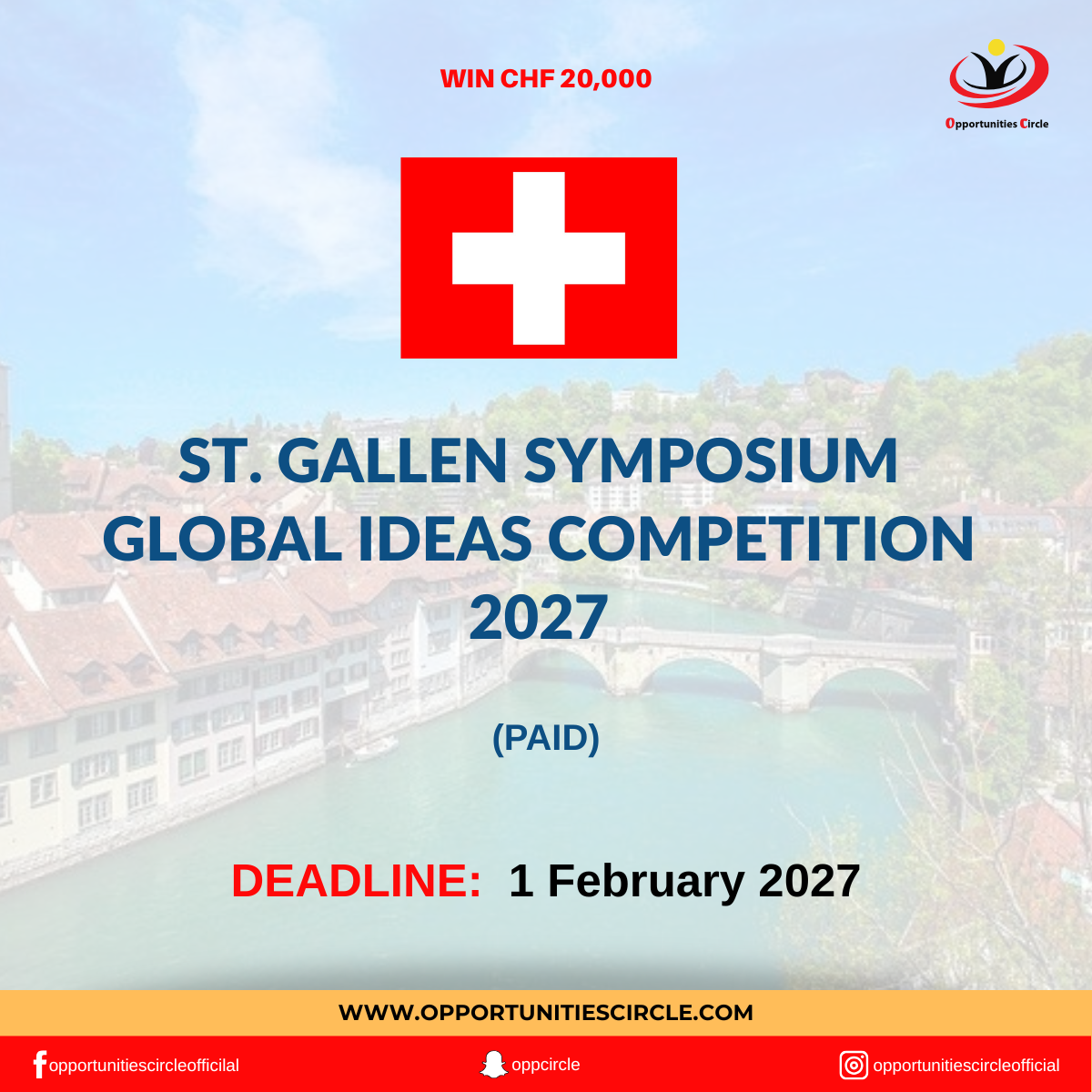 St. Gallen Symposium Global Ideas Competition 2027 | Win CHF 20,000