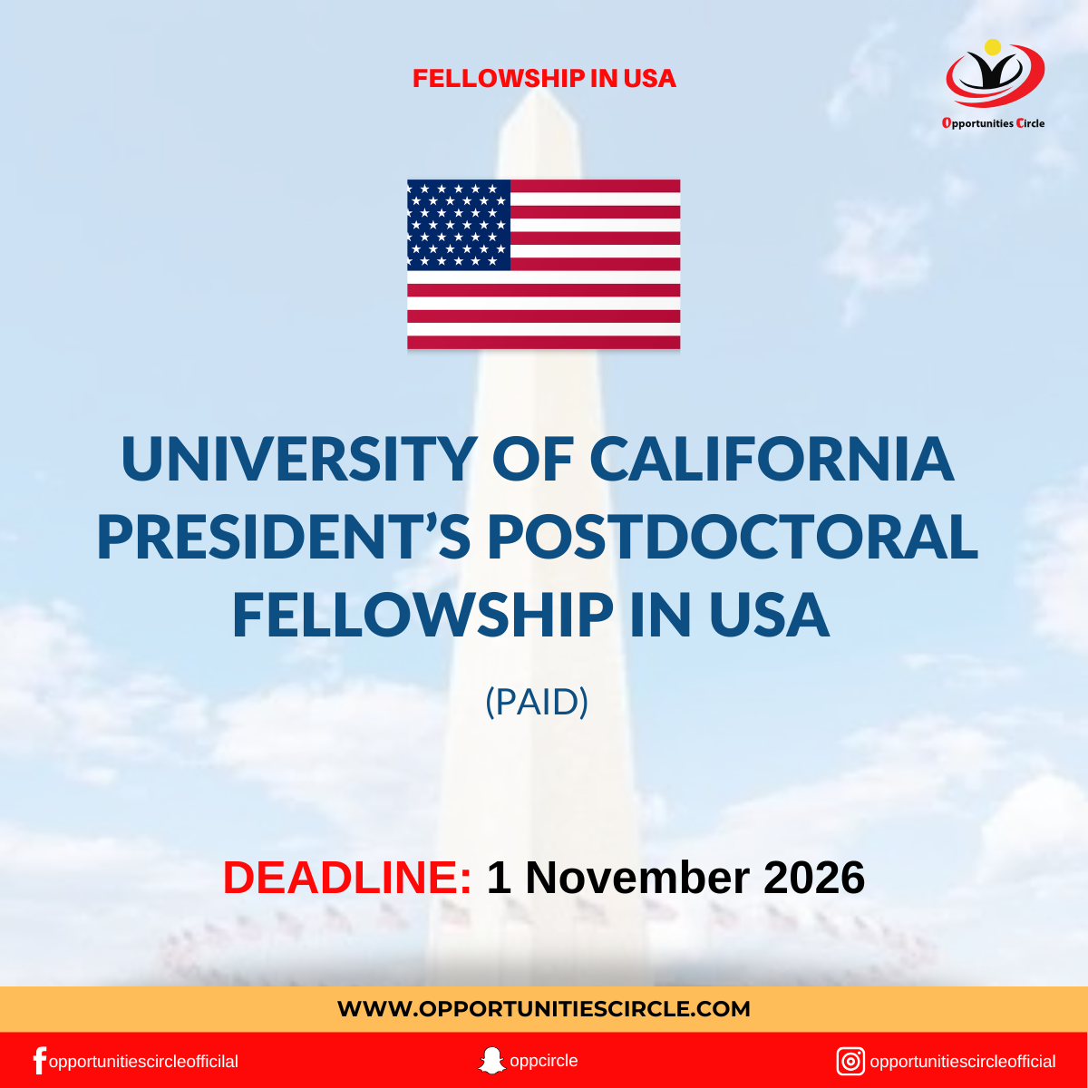 University of California President’s Postdoctoral Fellowship in USA