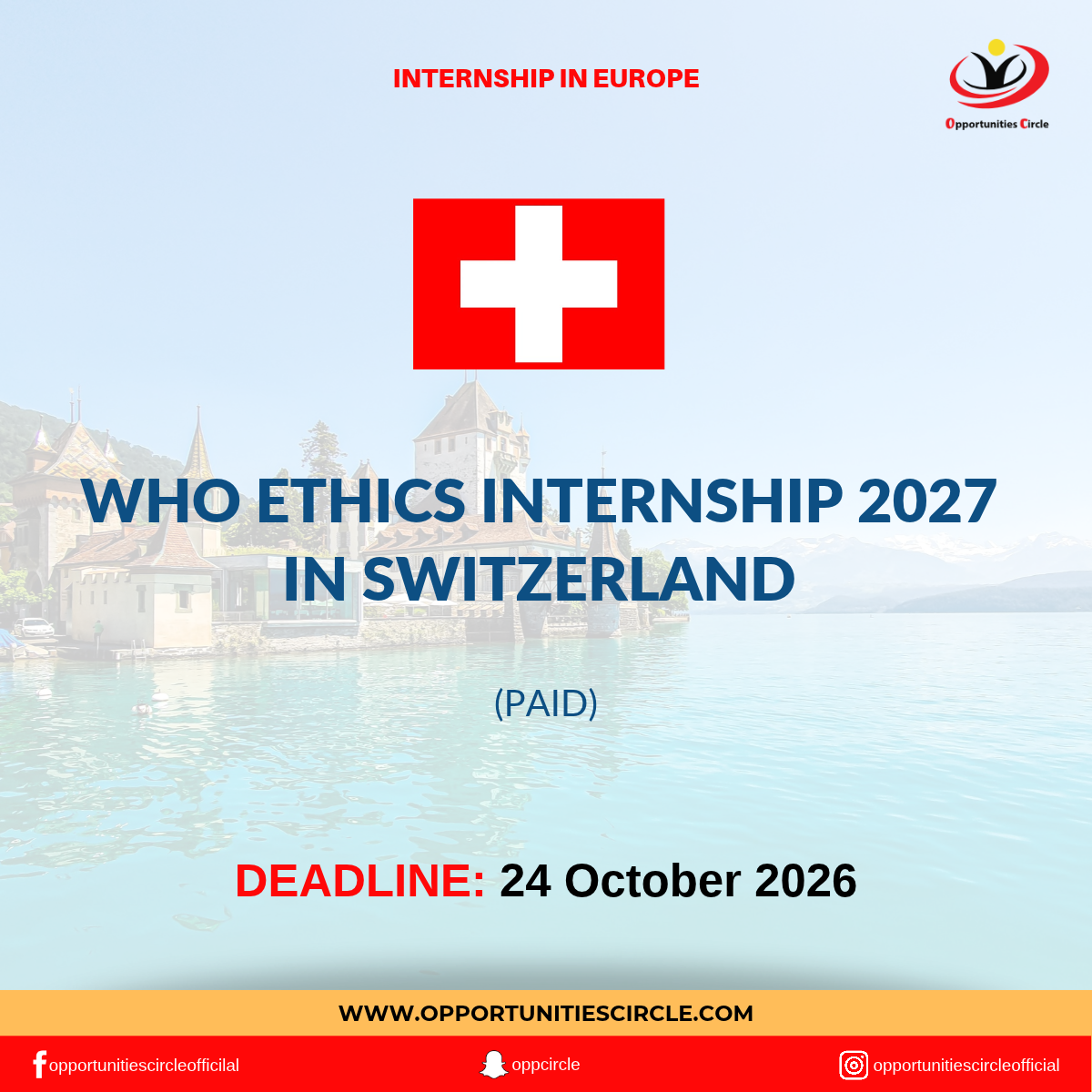WHO Ethics Internship 2027 in Switzerland | Paid
