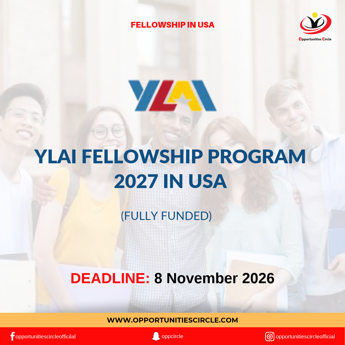 YLAI Fellowship Program 2027 in USA | Fully Funded